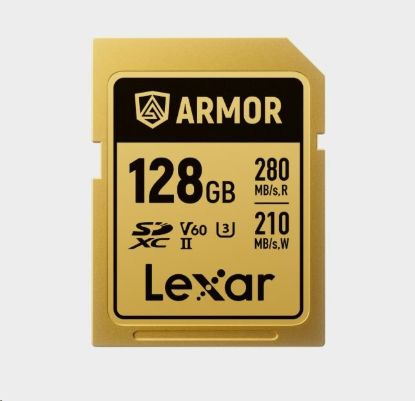 Obrázek Lexar SDXC ARMOR Gold UHS-II U3, Stainless Steel, IP68 R280/W210 (V60) 128GB