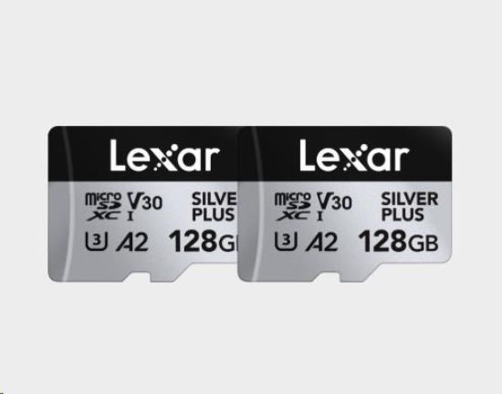 Obrázek Lexar microSDXC Silver Plus 1066x UHS-I/U3/A2/4K R205/W150 (V30) 128GB - 2pack