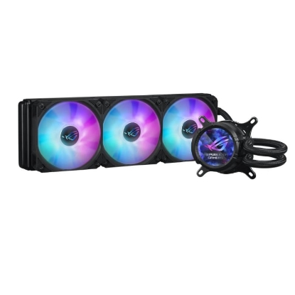 Obrázek ASUS vodní chladič CPU AIO ROG STRIX LC III 360 ARGB LCD, 3x120mm, LCD Displej, LGA1851,  AM5, černá