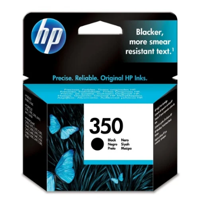 Obrázek HP 350 original ink cartridge black low capacity 4.5ml 200 pages 1-pack Blister multi tag zboží poškozené balení (P)