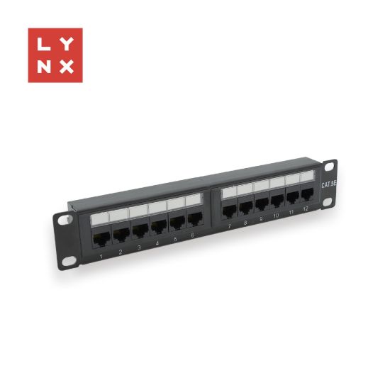 Obrázek LYNX 10" patch panel 12-port, UTP Cat5e, 50µ, nestíněný, černý