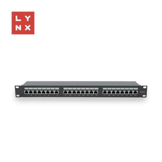 Obrázek LYNX 19" patch panel  24-port, STP Cat6, 50µ, stíněný, černý