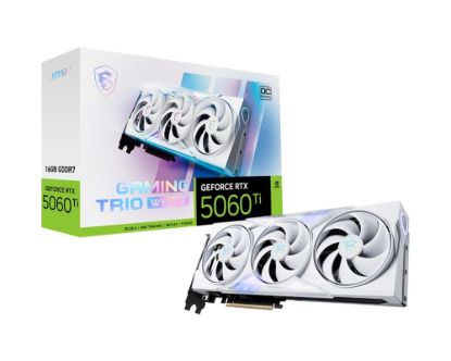 Obrázek MSI VGA NVIDIA GeForce RTX 5060 Ti 16G GAMING TRIO OC WHITE, RTX 5060 Ti, 16GB GDDR7, 3xDP, 1xHDMI