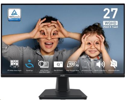 Obrázek MSI LCD PRO MP275Q, 27" 2560x1440, IPS, 100Hz, 4ms, VESA 100x100mm, N/A, Black