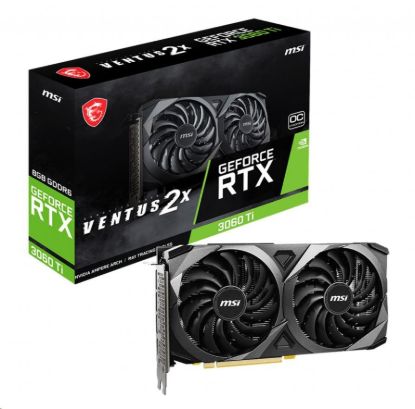 Obrázek BAZAR - MSI VGA NVIDIA GeForce RTX 3060 Ti VENTUS 2X 8G OCV1 LHR, RTX 3060 Ti, 8GB GDDR6, 3xDP, 1xHDMI - Po opravě (Bez
