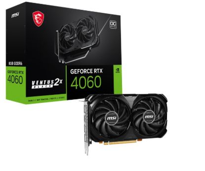 Obrázek BAZAR - MSI VGA NVIDIA GeForce RTX 4060 VENTUS 2X BLACK 8G OC, 8G GDDR6, 3xDP, 1xHDMI - Po opravě (Bez příšlušenství)