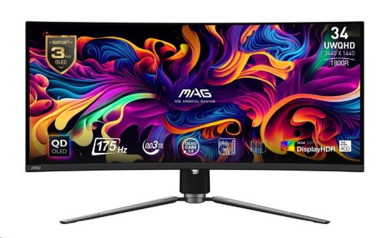 Obrázek MSI LCD MAG 341CQP QD-OLED, 34", 3440x1440, QD-OLED, 0,03ms, VESA 100x100, Black
