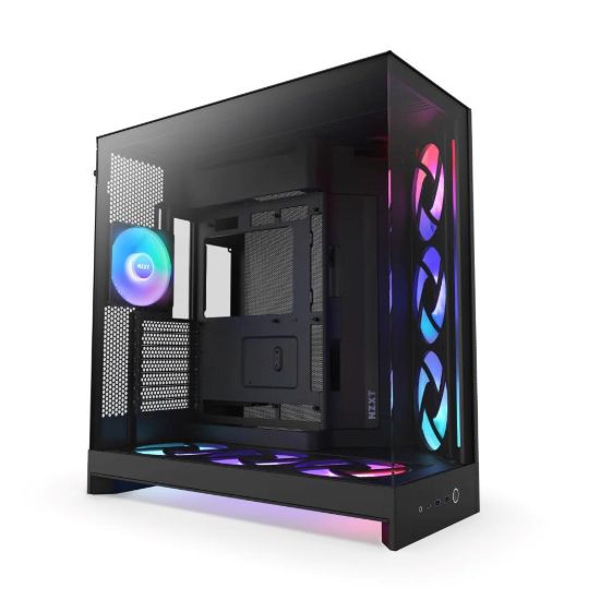 Obrázek NZXT skříň H9 Flow ARGB+ dvoukomorová ATX / 6xRGB 140 mm / 1x 120mm fan / prosklená / controller / černá