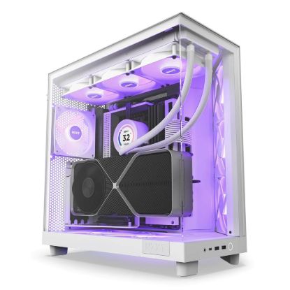 Obrázek NZXT skříň H6 Flow RGB dvoukomorová / MidT / 3x120mm RGB fan / 2xUSB 3.2 / USB-C / prosklená / bílá