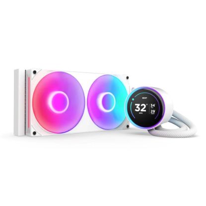 Obrázek NZXT vodní chladič Kraken 280 ELITE RGB / 2x140mm RGB fan / 4-pin PWM / LCD disp. / 6 let / bílá
