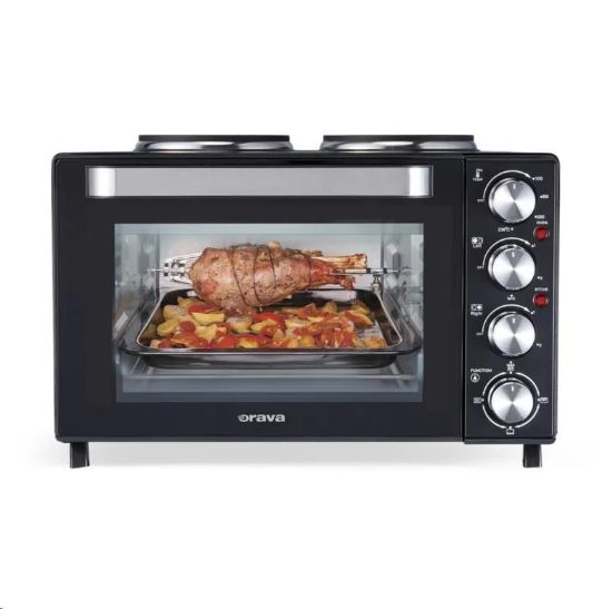 Obrázek Orava Elektra-X28 elektrická trouba s dvouplotýnkou, 28 L, 2600 W, grilovací rošt, černá