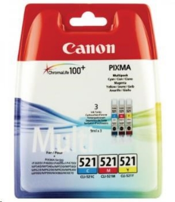 Obrázek Canon CARTRIDGE CLI-521 C/M/Y MULTI-PACK pro Pixma iP 3600, iP4600, iP4700, MP540, MP550,560, MP620,630,640 (470 str.)