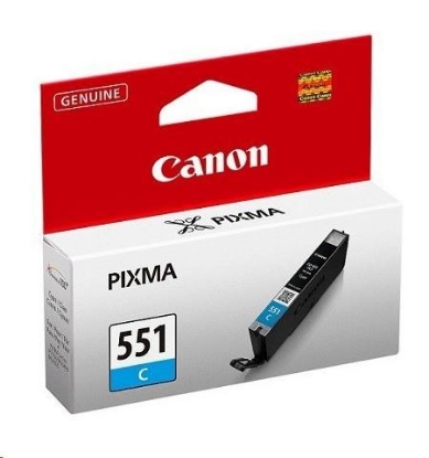 Obrázek Canon CARTRIDGE CLI-551C azurová pro Pixma iP, Pixma iX, Pixma MG a Pixma MX 6850, 725x, 925, 8750 (332 str.)