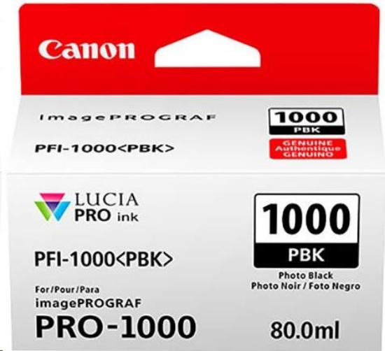 Obrázek Canon CARTRIDGE PFI-1000PBK photo černá pro ImagePROGRAF PRO-1000 (256 str.)