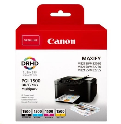 Obrázek Canon CARTRIDGE PGI-1500 BK/C/M/Y MULTI-PACK pro MAXIFY MB2050, MB215x, MB2350, MB275x (300 str.)