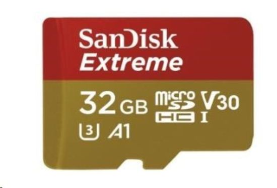 Obrázek SanDisk MicroSDHC karta 32GB Extreme (100MB/s, Class 10, UHS-I U3 V30) + adaptér