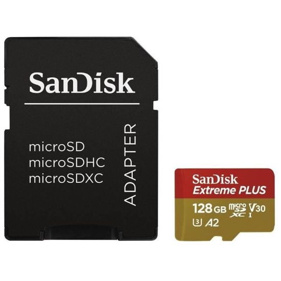 Obrázek SanDisk micro SDXC karta 128GB Extreme PLUS (200 MB/s Class 10, UHS-I U3 V30) + adaptér