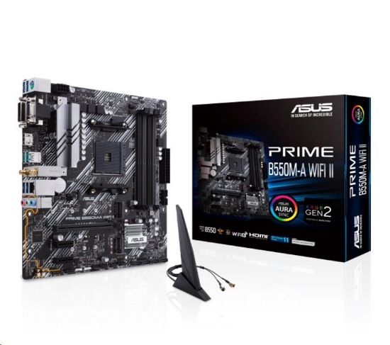 Obrázek BAZAR - ASUS MB Sc AM4 PRIME B550M-A WIFI II, AMD B550, 4xDDR4, 1xHDMI, 1xDVI, 1xVGA, WI-FI, mATX, (Bez příslušenství)