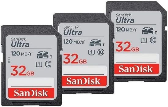 Obrázek SanDisk SDHC karta 32GB Ultra (R:120/W:120 MB/s, UHS-I, C10), 3-Pack