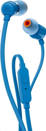 Obrázek JBL T110 Black špuntová sluchátka, 3,5 mm jack, mikrofon, modrá