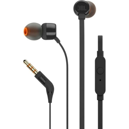 Obrázek JBL T110 Black špuntová sluchátka, 3,5 mm jack, mikrofon, černá