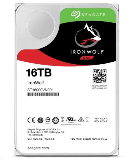 Obrázek BAZAR - SEAGATE HDD IRONWOLF (NAS) 3,5" - 16TB, SATAIII, ST16000VN001, recertified product