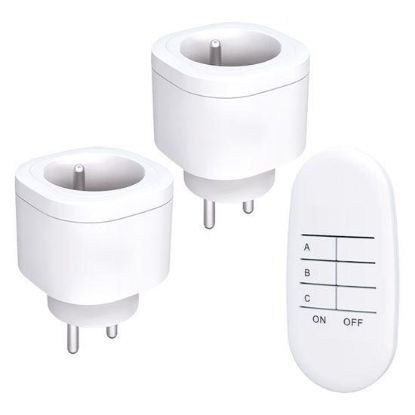 Obrázek Solight dálkově ovládané zásuvky set 2 + 1, 2 zásuvky, 1 ovladač, learning code