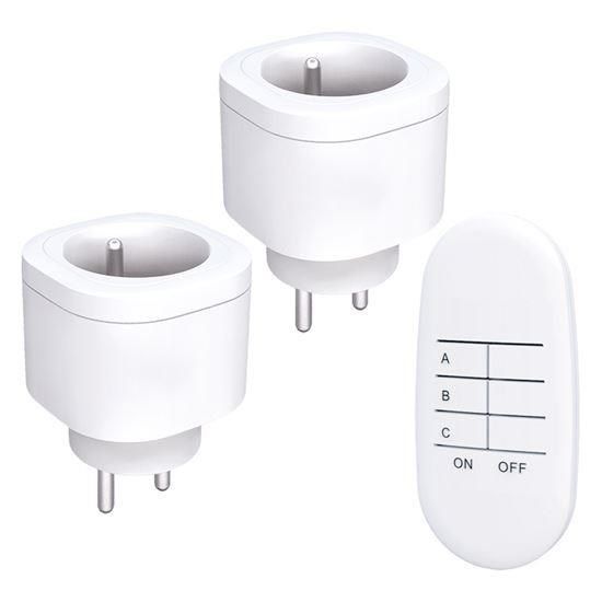Obrázek Solight dálkově ovládané zásuvky set 2 + 1, 2 zásuvky, 1 ovladač, learning code