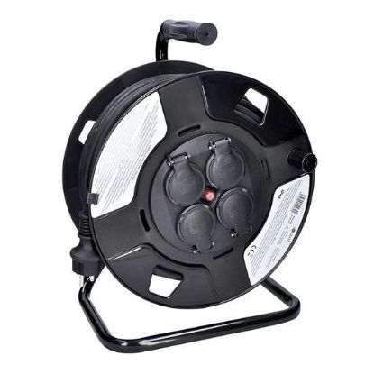 Obrázek Solight prodlužovací přívod na bubnu, 4 zásuvky, venkovní, 50m gumový kabel, 3x 1, 5mm2, IP44