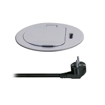 Obrázek Solight 1z + USB- C 20W PD vestavná zásuvka, 2m, stříbrná