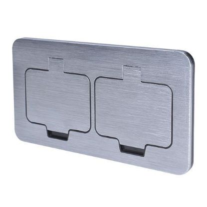 Obrázek Solight vestavná podlahová dvojzásuvka, IP55, obdélníkové víčko