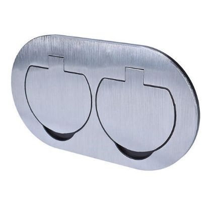 Obrázek Solight vestavná podlahová dvojzásuvka, IP55, kulaté víčko