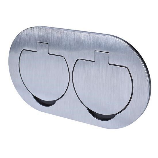 Obrázek Solight vestavná podlahová dvojzásuvka, IP55, kulaté víčko