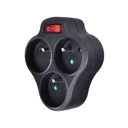 Obrázek Solight rozbočka, 3 x 10A, černá, vypínač