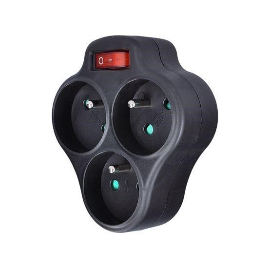 Obrázek Solight rozbočka, 3 x 10A, černá, vypínač