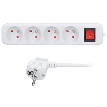 Obrázek Solight prodlužovací přívod, 4 zásuvky, bílý, vypínač, 7m