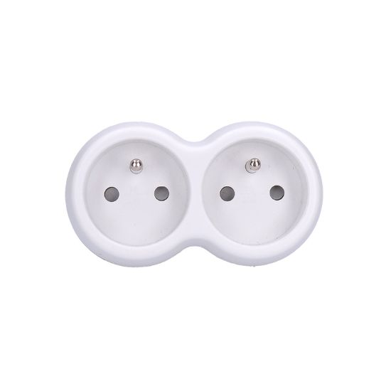 Obrázek Solight rozbočka, 2x 10A, bílá-šedá