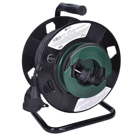 Obrázek Solight prodlužovací přívod na bubnu, 1 zásuvka, venkovní, 25m gumový kabel, 3x 1,5mm2, IP44