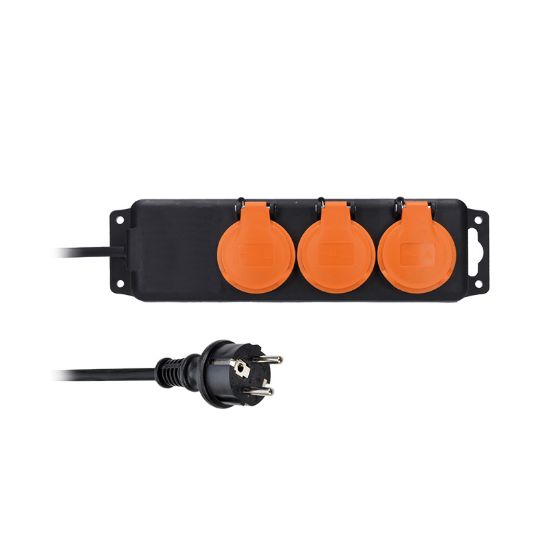 Obrázek Solight prodlužovací přívod IP44, 3 zásuvky, gumový kabel, venkovní, 3m