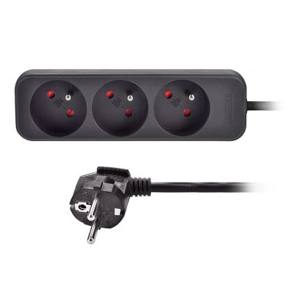 Obrázek Solight prodlužovací přívod, 3 zásuvky, černý, 3m