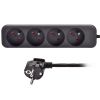 Obrázek Solight prodlužovací přívod, 4 zásuvky, černý, 3m