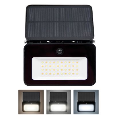 Obrázek Solight LED solární reflektor se senzorem, 6W, 660lm, 3CCT, Li- Ion, černá