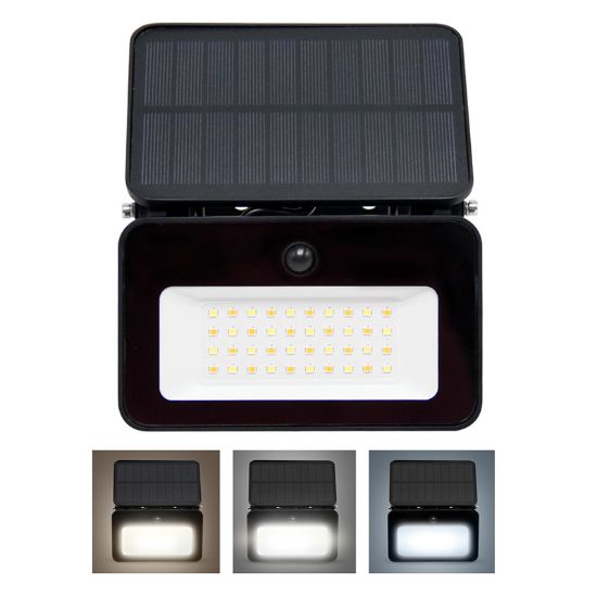 Obrázek Solight LED solární reflektor se senzorem, 6W, 660lm, 3CCT, Li-Ion, černá