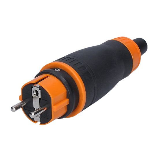 Obrázek Solight zástrčka do vlhka, přímá, IP44, černá-oranžová