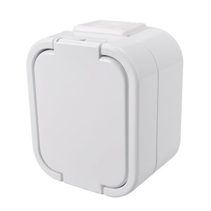 Obrázek Solight zásuvka do vlhka s víčkem, bílá