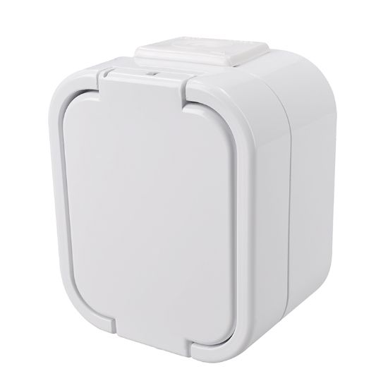 Obrázek Solight zásuvka do vlhka s víčkem, bílá