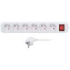 Obrázek Solight prodlužovací přívod 5m, 6 zásuvek, vypínač, 16A/ 3680 W, PVC, bílý