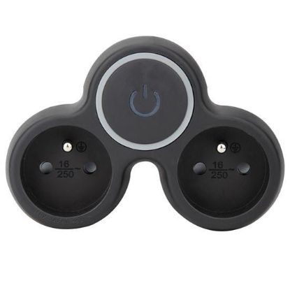 Obrázek Solight rozbočka, 2x 10A, černá, vypínač