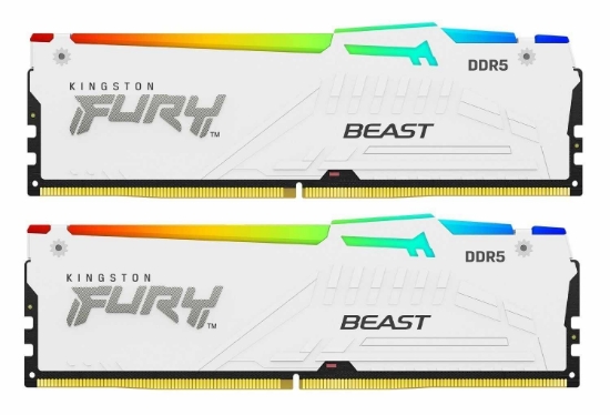Obrázek KINGSTON DIMM DDR5 32GB (Kit of 2) 6000MT/s CL30 Non-ECC FURY Beast RGB XMP, Bílá