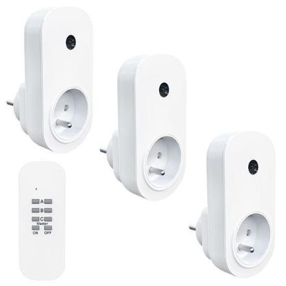 Obrázek Solight dálkově ovládané zásuvky set 3 + 1, 3 zásuvky, 1 ovladač
